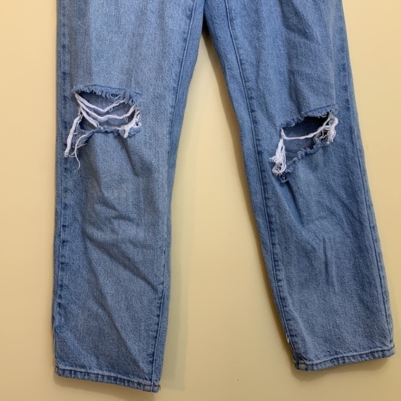 PacSun High Waisted Straight Ripped Distressed Button-fly Cotton Denim Jeans 23 - Picture 5 of 17